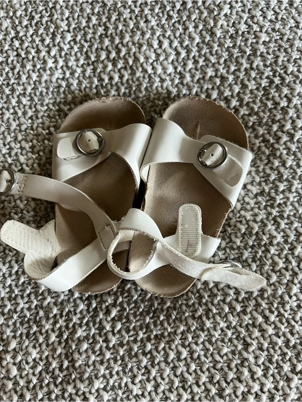 Kids White Buckle Strap Sandals